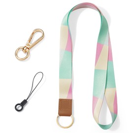 Vicloon Lanyard, Lanyard for Keys, with 2 Accessories, Double-Sided Print in Full, Neck Strap Keychain for Keys, ID Badge Card Holder, ID Cover (Colour Stitching), Color splicing