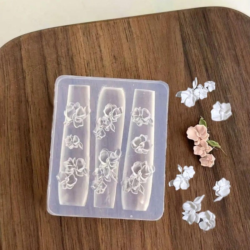 LIFOOST Flower Silicone Nail Molds Carving Template Floral Casting Molds