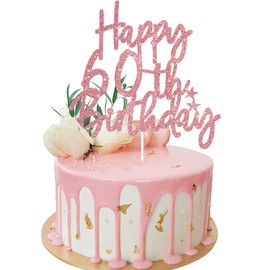 Happy 60th - Decoración para tarta (oro rosa)