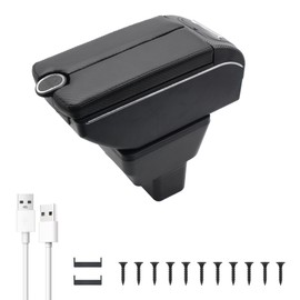 YJYWZH 7USB Ports Car Armrest Box for Nissan Versa 2020-2024 Automotive Accessories Carbon Fiber Leather Center Console with Cup Holder