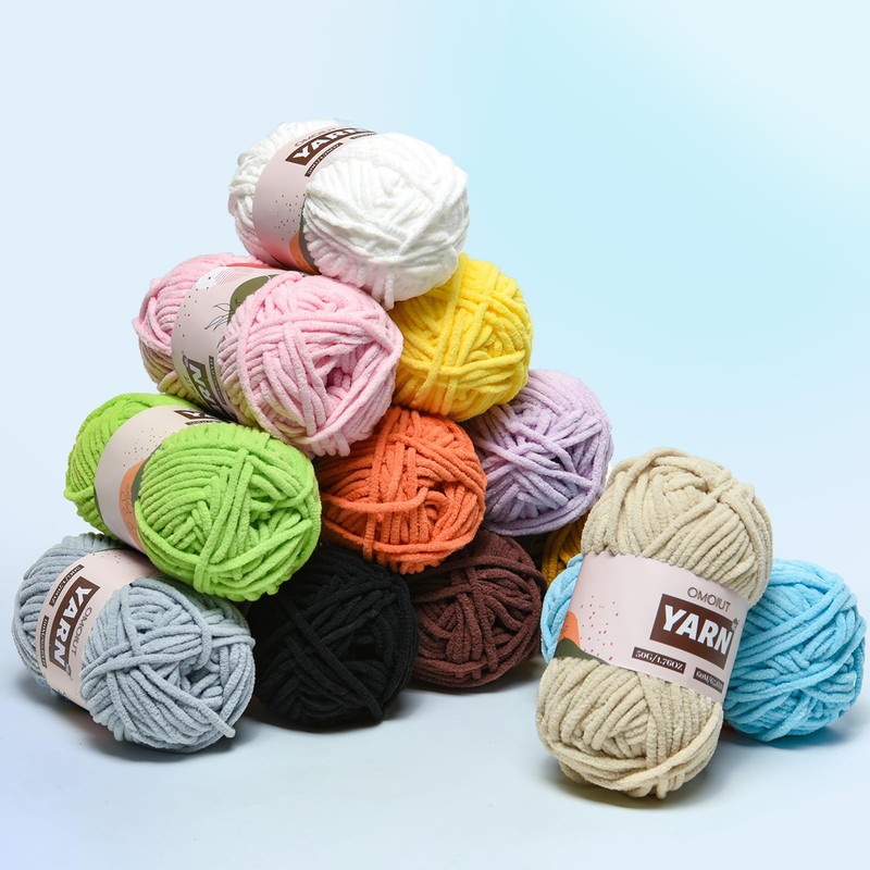 Plush Chenille Chunky Crochet Yarn - Baby Yarn for Crocheting