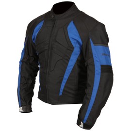 Milano Sport Gamma Motorcycle Jacket with Blue Accent (Black, XXX-Large)