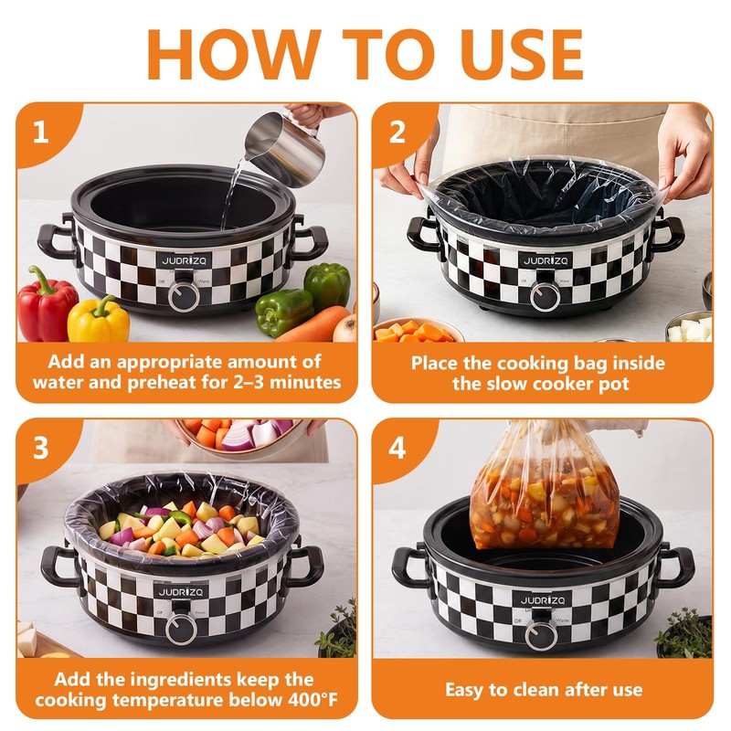 30Pcs Slow Cooker Liners 13"x 21" Size Fit for 3-8