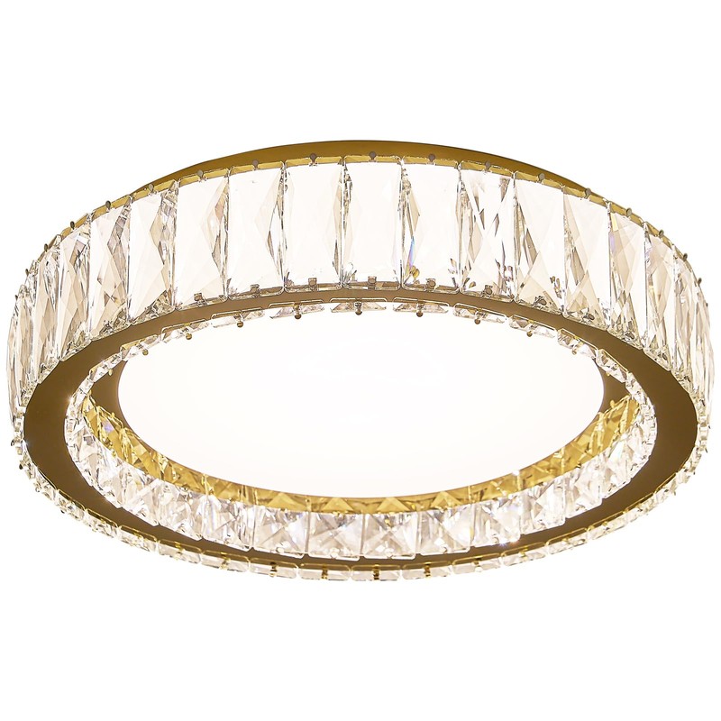 Suenigle Modern K9 Crystal Dimmable LED Flush Mount Ceiling Light,15