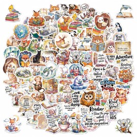 100PCS Kids Water Bottle Stickers, Waterproof Animal Reading Stickers - Durable Vinyl Stickers for Laptop Water Bottles Skateboards Mugs Cell Phones scrapbook, Reward Supplies for School or Home