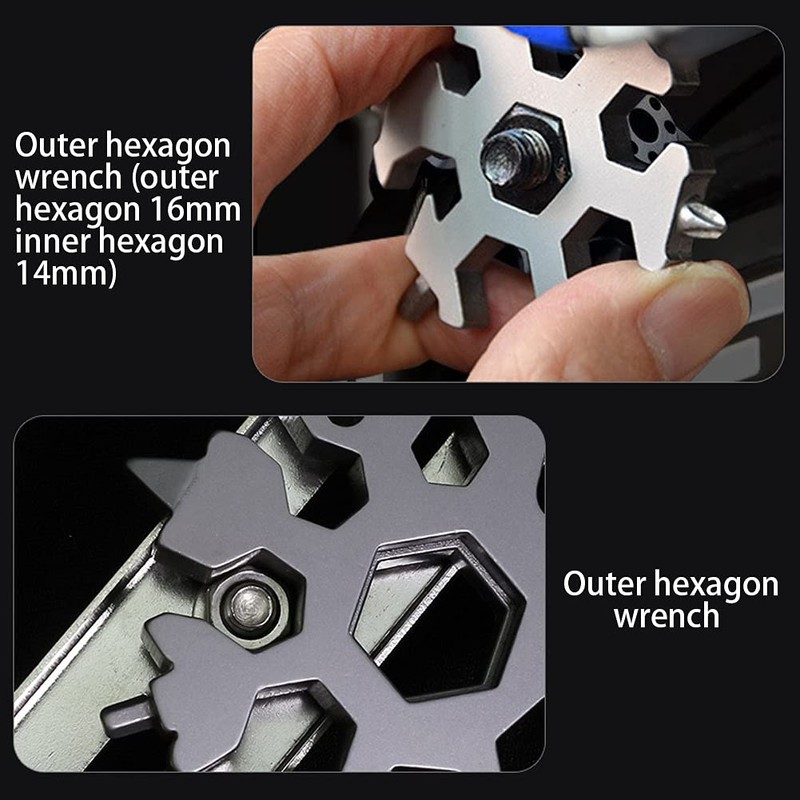18-in-1 Snowflake Multi Wrench Tool, Keychain Multitool Pocket Tool is