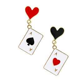 Just Follow Personality Poker Dangle Earrings Metal Alloy Game cards Simulate Cool Funny Earrings for Women (Playing Card Earrings)