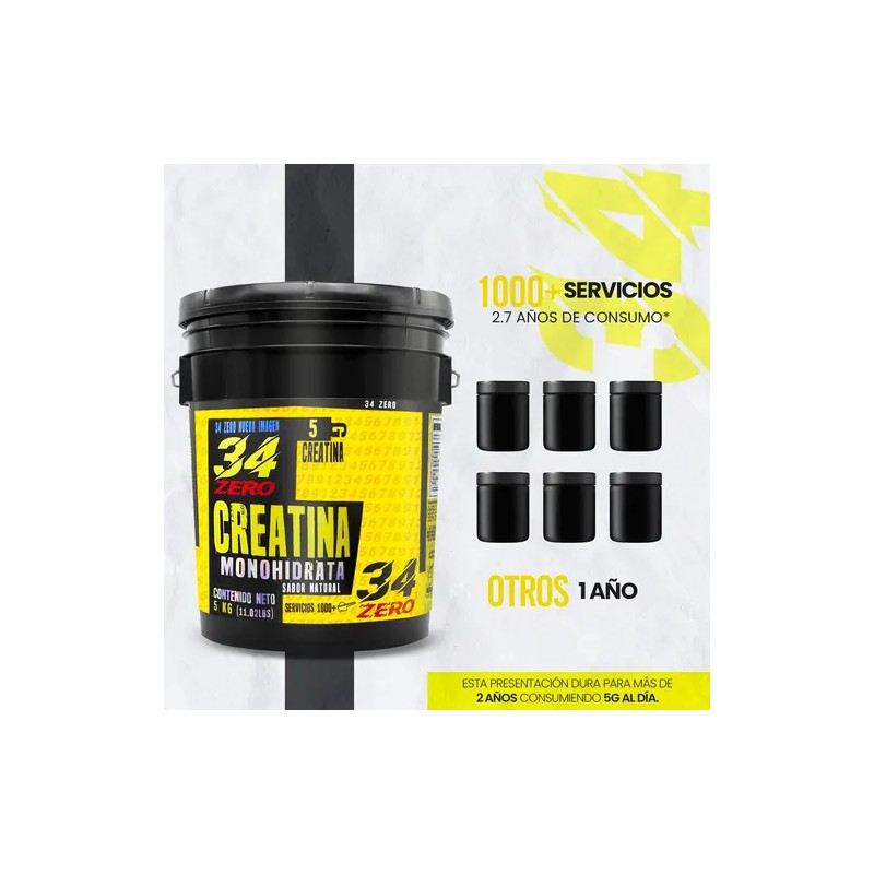 34 Zero Creatina Monohidratada 5kg 1000 Servicios