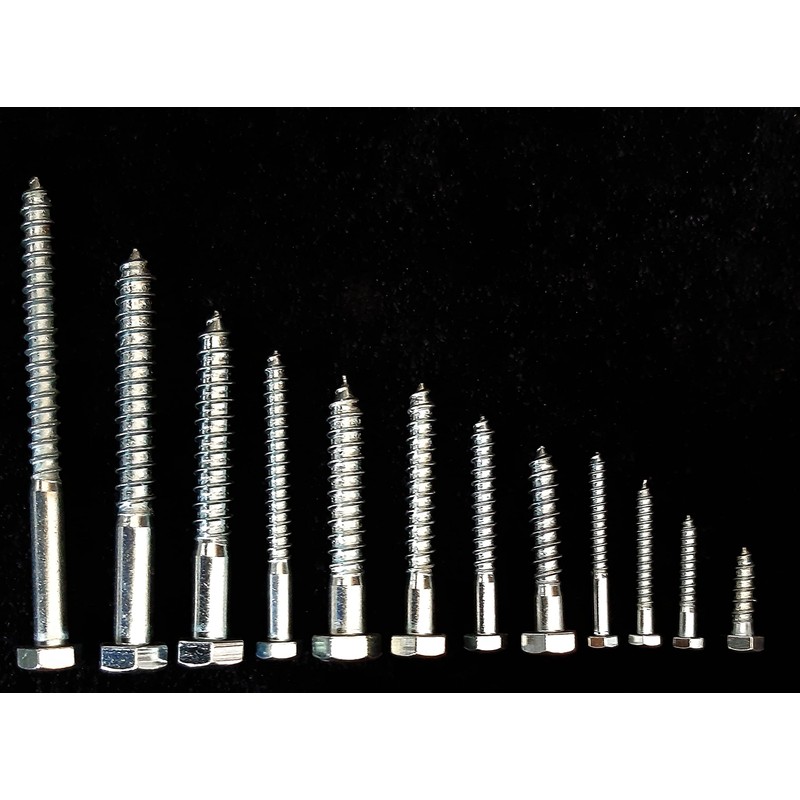 Coach Wood Screws Hex Head Width 13mm Zinc Plated Steel