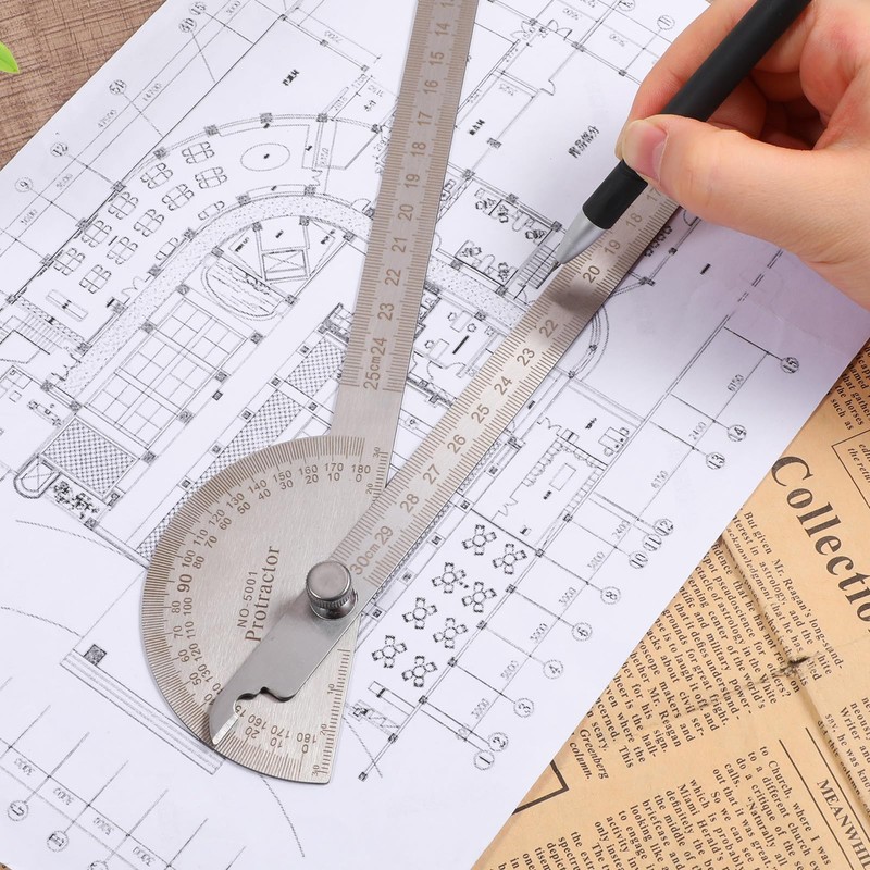 Stainless Steel Angle Protractor, 0-180 Degrees Metal Protractor 30 cm/