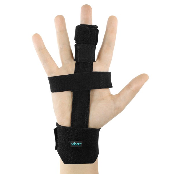 Vive Trigger Finger Splint - Full Hand and Wrist Brace Support - Adjustable Locking Straightener - Straightening Immobilizer Treatment For Sprains, Pain Relief, Mallet Injury, Arthritis, Tendonitis