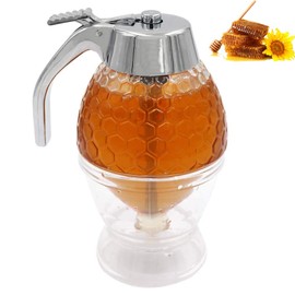 Honey Dispenser, Portable Acrylic Honey Jar Container, Honey, Syrup Container for Serving Honey and Syrup