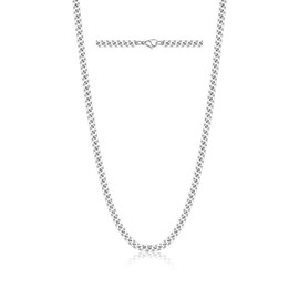 Silver Cuban Link Chain for Men Stainless Steel Chain Necklace for Men 3.5mm 16 Inches Chunky Rapper Jewelry