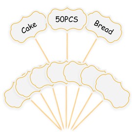 Cheese Markers, Charcuterie Labels, 50Pcs Chalkboard Cupcake Picks Charcuterie Accessories Food Label for Cheese Blank Toothpick Flags for Appetizer Signs Sandwich Wedding Party Decorations White