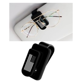 SHMZK Sunglass Holder for Car Visor, US Flag Metal Classic Sunglasses Hanger Mount Clip, Multi-Function Ticket Card Storage American Flag Eyeglasses Organizer for Car Truck SUV (Black & Black)