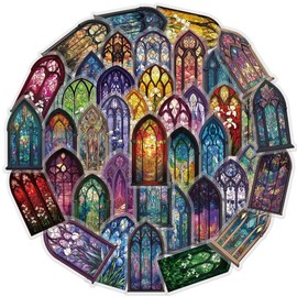 Stained Glass Window Stickers - Vintage Gothic Clings for Home, Church Decor - Removable Decals for Privacy, Sunlight Art, DIY Gifts