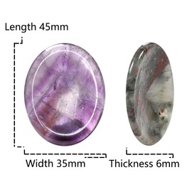 Justinstones 45mm Amethyst and Larvikite Healing Crystal Massage Rubbing Meditation Palm Worry Stone Reiki Chakra