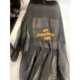 Kingman pack of 4 Pair MED KINGMAN Black Safety Gloves Latex Coated Grip Cut Resistant