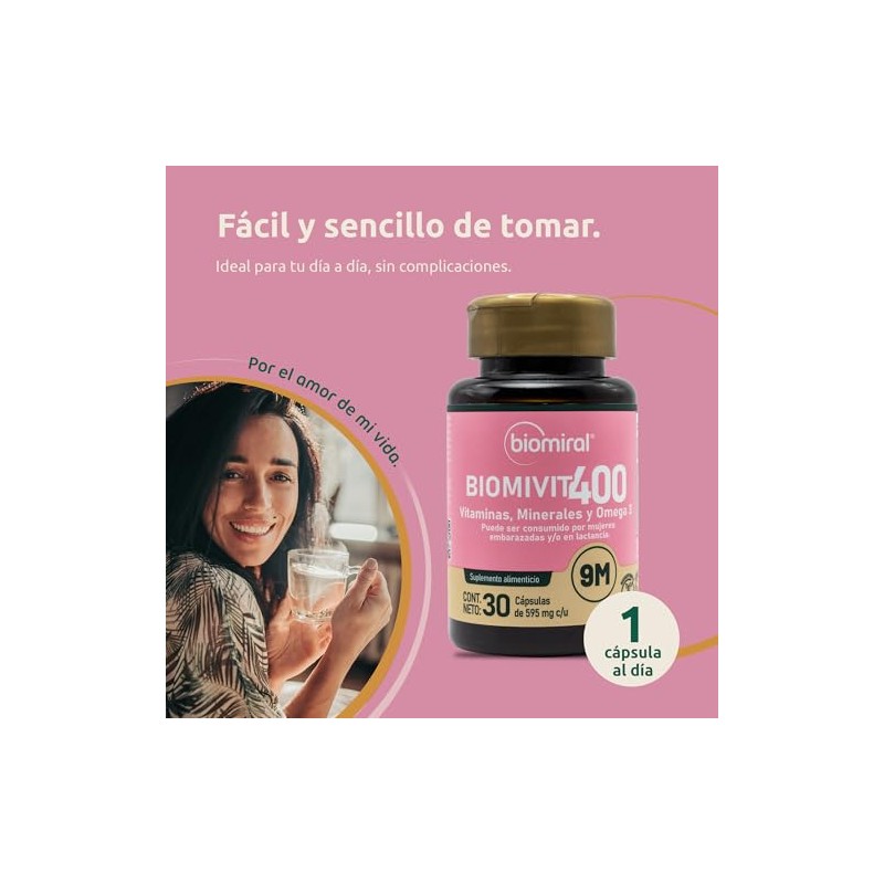Biomiral Biomivit 400 Multivitamínico Mujer Vitamina B12 Ácido Fólico Omega