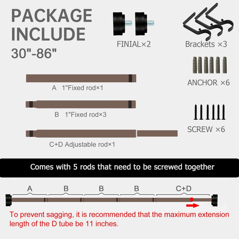 Heavy Duty Curtain Rods for Windows 18 to 88 Inch,