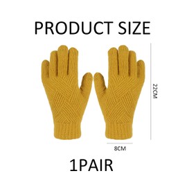 CYNOSURETECH 1 Pair Of Yellow Knitted Gloves, Touch Screen Gloves, Unisex, Thickened Winter Gloves, Outdoor Cycling Gloves