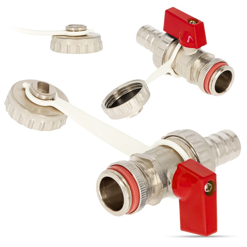 Drain Valve with Cap 1/2 Red Handle Ball Shut-Off Valve