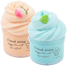 2 Pack Cloud Slime Kit, Soft and Non-Sticky Funny Slime, Stress Relief Scented Slime Toy for Kids Education, Party Favor and Birthday Gift(2 * 100ML)