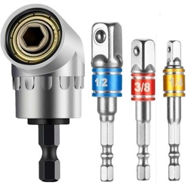 105° Angle Screwdriver Attachment Adapter, Angle Attachment for Cordless Screwdriver Adapter, Angle Attachment for Cordless Screwdriver, Drill Hex Shank, with 3-Piece Socket Adapter for Bit Holder