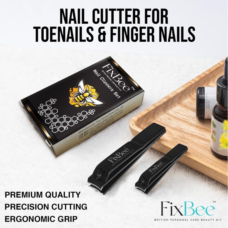 Fixbee Nail Clippers Set - Precision Toe Nail Clippers for