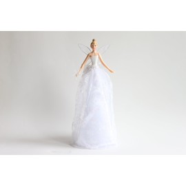 weiß Engel Weihnachtsbaum Topper mit gemustert Rock (28cm)