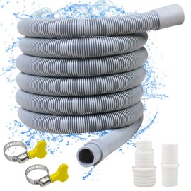 Rseuphiee 3 Metre Washing Machine Hose, Drain Hose Extension, Universal Drain Hose, Set Including Hose Connector and Hose Clamps, for Washing Machine, Dishwasher