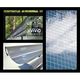 One-Way Silver Mirror Finish Static Cling Vinyl Window Wrap Film DIY Large Roll Various Sizes (2.5ft x 5ft)