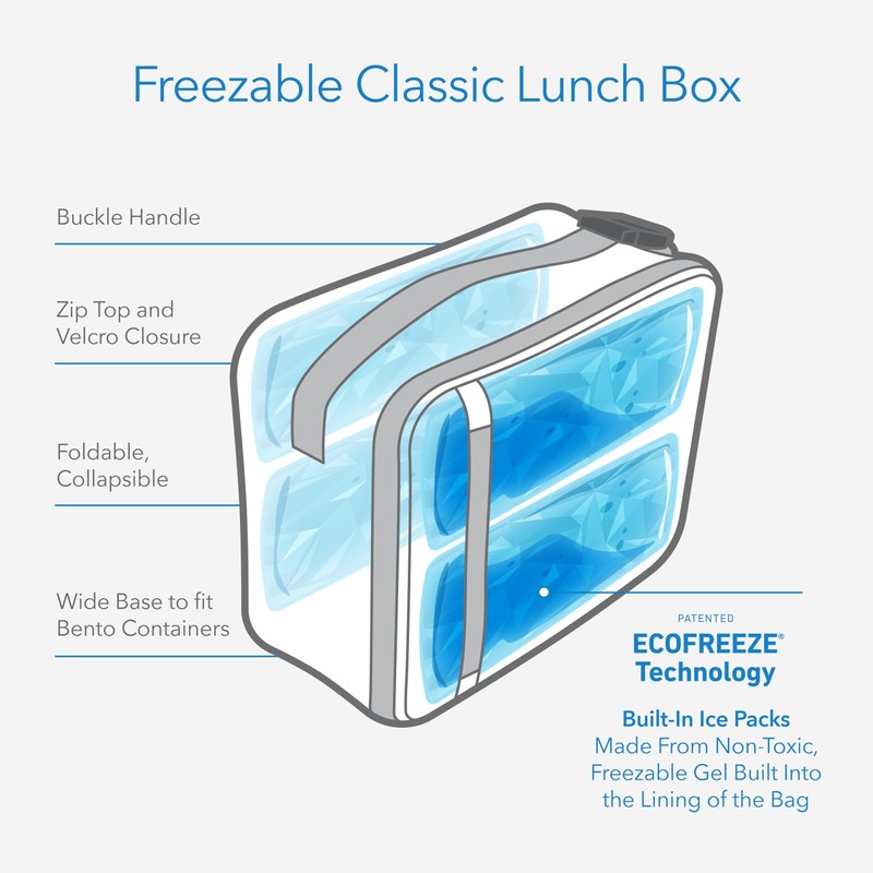 PackIt - Fiambrera clásica congelable, azul cielo, construida con tecnología