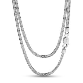 H&Beautimer 925 Sterling Silver Necklace Italian 2MM Chopin Chain Minimalist Jewelry for Men's Unisex Silver Chain 18, 20, 22, 24, 26, 28 Inch (22 inches)