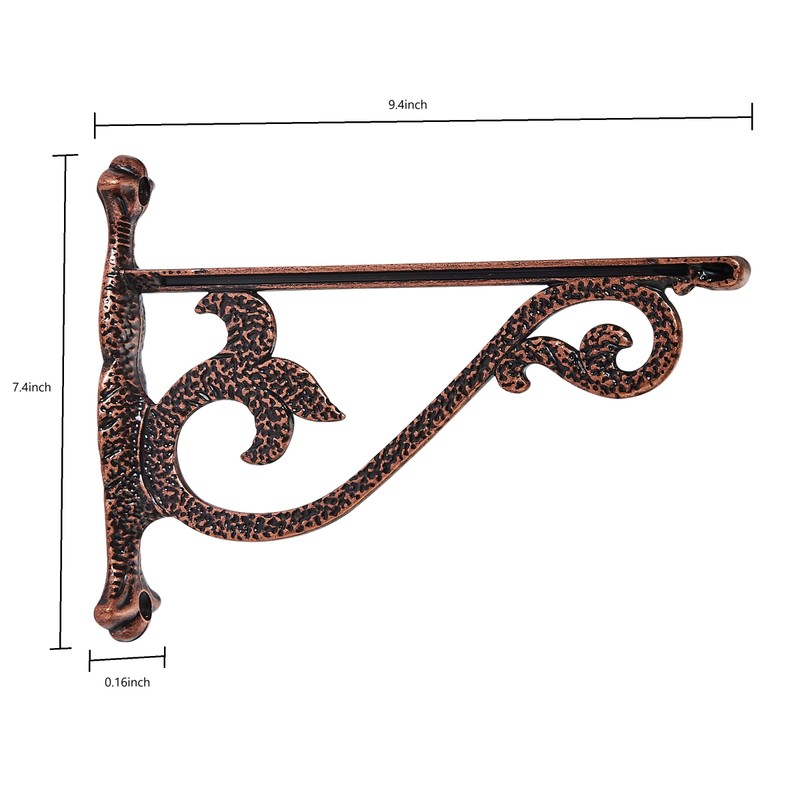 khtumeware 4 Pack Heavy Duty Hammered Antique Copper Shelf Brackets