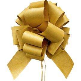 1PC Giant Gold Pull Bow for Gift Wrapping, 14" Glitter Large Bow, (Pack of 1, 14 Inches) Instant Car Bow for Appliances, Bike, Sparkling Big Bow for Birthday Presents Wedding Decoration (Gold)