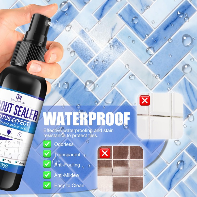 Grout Sealer, Waterproof Tile Sealer for Shower Tile, Floor, Kitchen