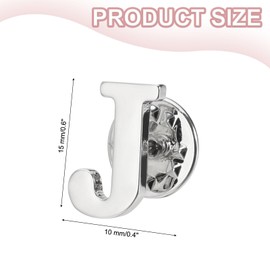 PATIKIL Letter Lapel Pins, Initial Alphabet Collar Pins Letter Brooch Pins for Women Men Shirt Dress Suits Coat Collar, Silver Tone, Letter J