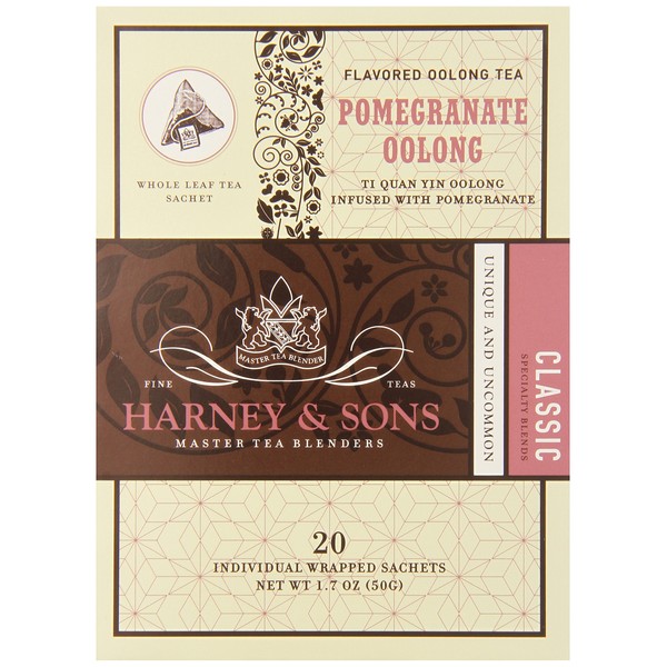 Harney & Sons Oolong Tea, Pomegranate, 1.7 oz, 20 Sachets (Pack of 6)
