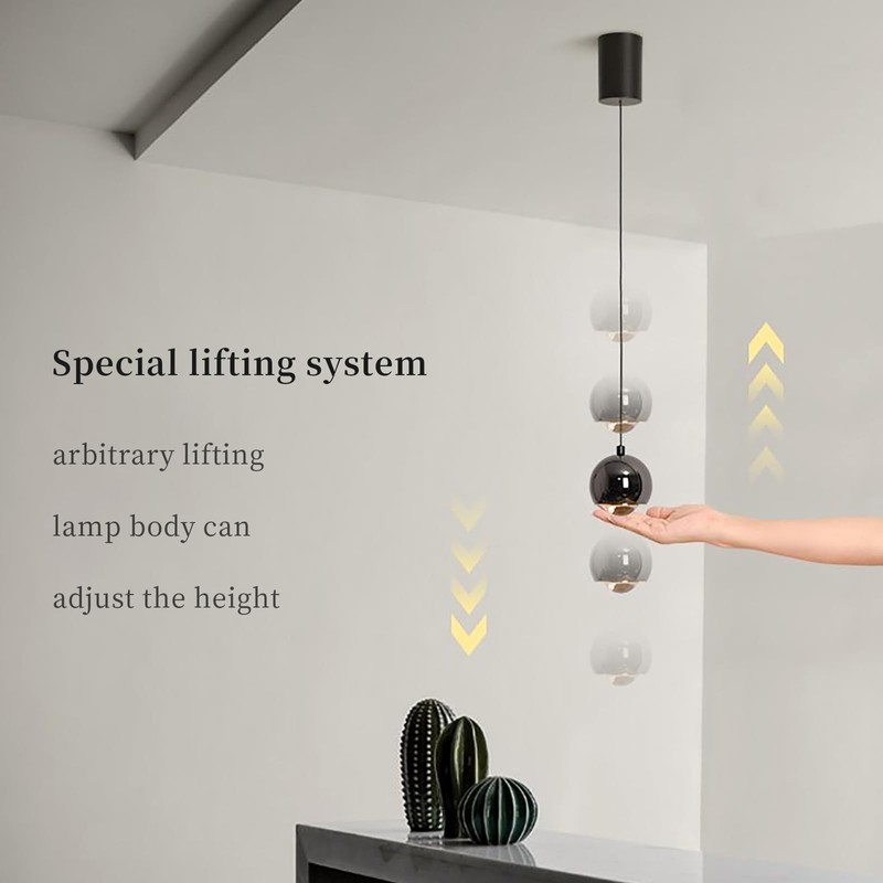 ziidoo Modern Black Pendant Light Globe Chandelier,90 Degree Rotation Arbitrarily