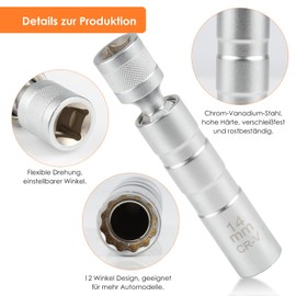 YONGQING Spark Plug Wrench Set, 2 Pieces Universal Flexible Spark Plug Wrench, Magnetic Spark Plug Wrench Remover Installer Tool for Cars, 14 mm & 16 mm