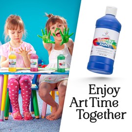 Positive Art Washable Paint for Kids – (8 Colors, 16 oz Each) Made in USA, Non-Toxic Tempera Paint Set – Bulk Classroom Paints for Students, Finger Painting, School Use – 8 Pack