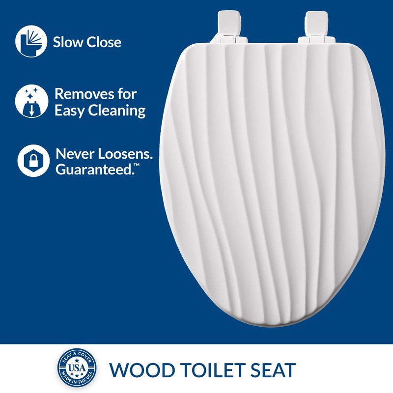 Mayfair Sculptured Rainfall Slow Close Toilet Seat, Easy Clean Hinges