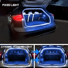 NHHEO Upgrade Dynamic Flowing Car LED Trunk Light Strip, 79Inch Universal Flexible Cutting Silicone Waterproof Neon Lights Strip, 12V Interior Ambient Lighting for Cars SUVs(Blue)