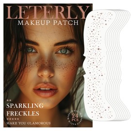 Leterly 24 Pcs Glitter Freckles Face Tattoo,Brown Face Glitter Makeup Patches Cute Sparkle Freckles Patches Waterproof Makeup Speckles for Face Accessories for Women Girls