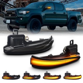 Dynamic Sequential LED Side Mirror Turn Signal Lights Assembly, Amber Smoked Lens Side Marker Light Indicator, for Toyota Tacoma MK3 N300 2016-2023, RAV4 XA50 2019-2023, Highlander MK4 XU70 2020-2023