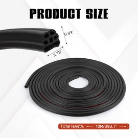 Wuyaoyao 32.8Ft Car Door Seal, Rubber Sealing Weatherstrip for Cars, Three Layer 6 Holes Self Adhesive Automotive Weather Stripping, Universal Soundproof Door Seal Strip for Most Vehicles (32.8 Feet)