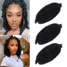 Marley Twist Braiding Hair 10 inch 3 Packs Pre Separated Springy Afro Twist Hair for Soft Locs Pre Fluffed Spring Twist Hair Synthetic Cuban Twist Hair Extensions(10 Inch, 1B)