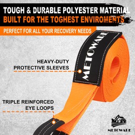 METOWARE Heavy Duty Tow Strap Recovery Kit - 4" x 30ft(40,000lbs) Tree Saver Winch Strap + Storage Bag - Truck, SUV, ATV Off Road Towing Strap Kit