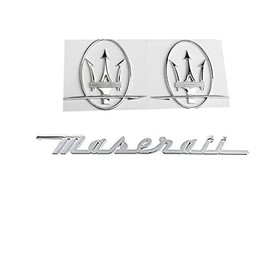 CMAOS 3PC Set Silver Emblem ForMaserati RH & LH Side Trunk Logo Badges Nameplate (3pcs Silver)